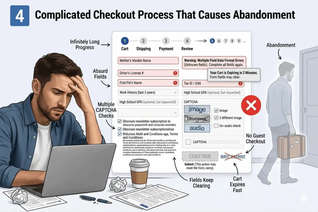 complicated checkout process