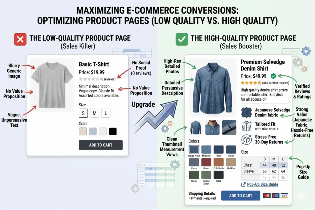 low quality product pages